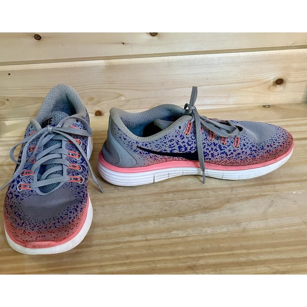 Nike Free RN Distance Low Gray Pink Women's Size 8 827116-004 EUC